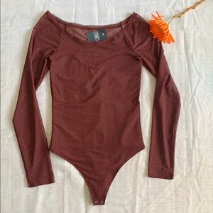 Abercrombie & Fitch Maroon Long Sleeve Bodysuit